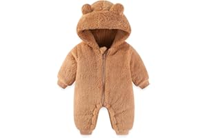 AiWMGL Newborn Baby Bear Outfit Suit Girls Boys Fleece Jumpsuit Romper Hooded Winter Snowsuit Clothes