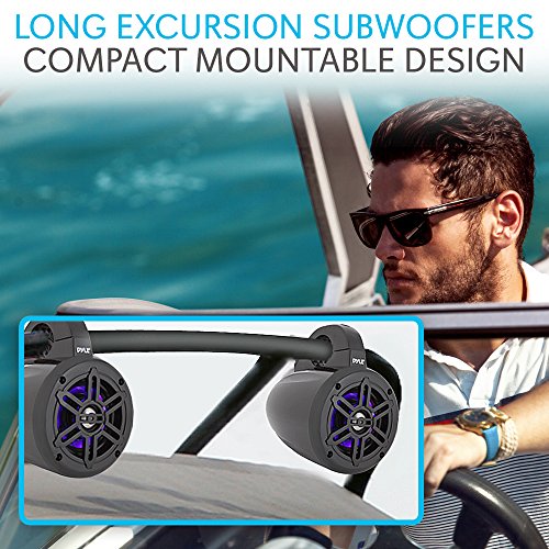 Pyle Waterproof Marine Wakeboard Tower Speakers 4 Inch Dual Subwoofer
