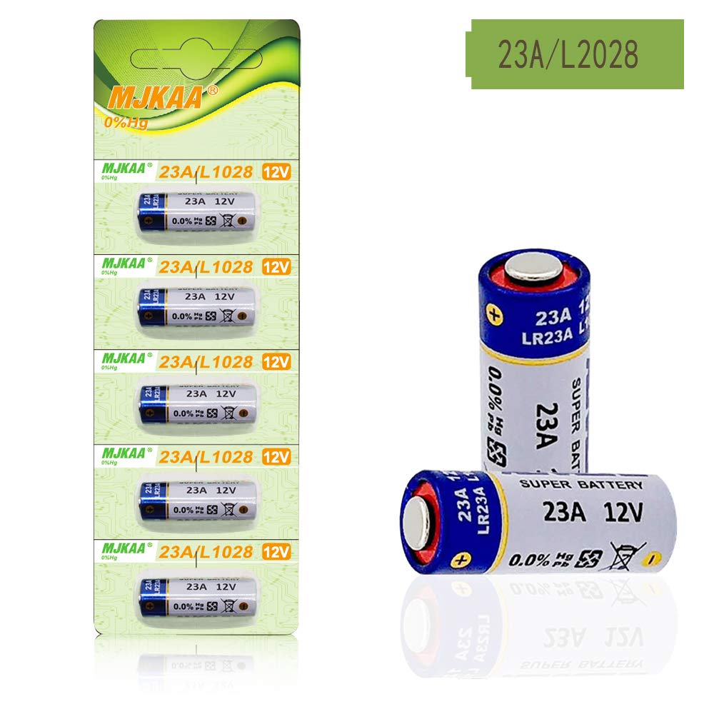 Pack of 5 A23 Battery 12V Alkaline 60 mAh 12 Volt for Garage Doors Opener, Ceiling Fans Doorbells Remotes MN21 23GA GP23AE A23S LR23A L1028
