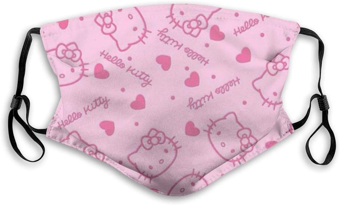 CBHGJ Pink Hello Kitty Head Mouth Guard with Filter Unisex Anti-Dust Washable Reusable Mouth Guard for Kids Teens Adults