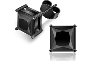 KRKC Black Moissanite Stud Earrings for Men, D Color VVS1 Clarity, Lab Created Diamond Earrings, Vermeil 925 Sterling Silver Hypoallergenic 14K Black Gold Friction Back Earrings Jewelry for Men Women Gift