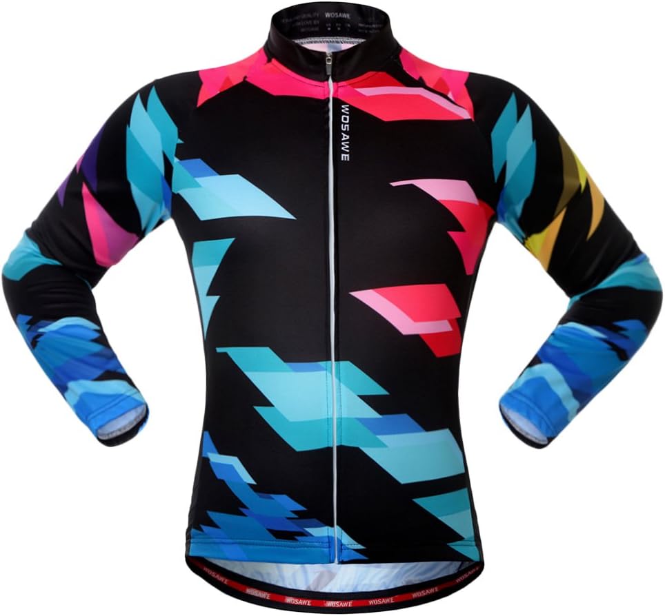 WOSAWE Men's Long Sleeve Cycling Jersey Stylish Road Bike Shits