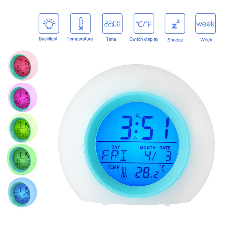 Pawaca Despertador Wake Up Light Alarma Colores con Sonidos Naturales Función de