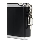 Honoro Metal Portable Ashtray,Outdoor Cigarettes Ashtray with Lid,Keychain,Rectangular Big Size Black