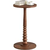 VASAGLE Round Side Table, Small Drink End Table, Accent Nightstand | With Solid Wood Leg, for Small Space, Living Room Bedroom,Mid-Century Modern, Chestnut Walnut, MARIEL Collection ULET293KX01S