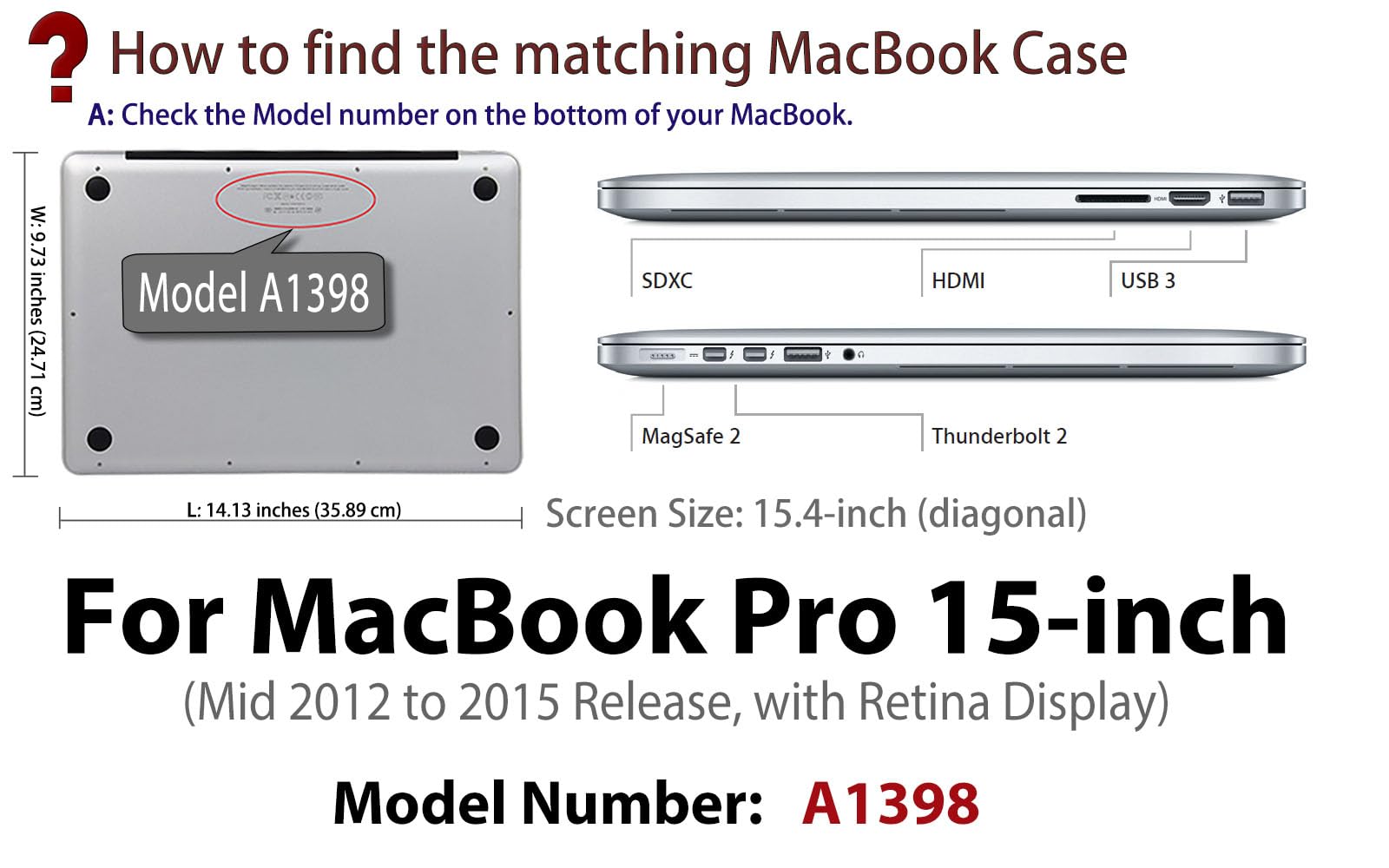 UESWILL Smooth Matte Hard Case Cover Compatible with (Mid 2012-Mid 2015) MacBook Pro 15 inch with Retina Display (No Touch Bar, No CD-ROM) (Model: A1398), Black