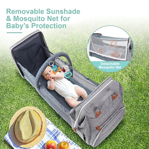 DerHutzucker Diaper Bag Backpack, Baby Travel Bag，Large Capacity Baby Diaper Bag with Changing Pad, Waterproof Travel Backpack for Boys & Girls, Multi-Function Baby Bag with USB Charging Port