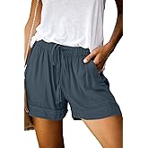 KISSMODA Womens Summer Shorts Leopard/Camo/Solid/Floral Print Elastic Waist Pocketed Casual Pants