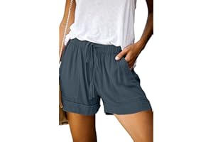 onlypuff Womens Shorts Comfy Drawstring Elastic Waist Summer Shorts with Pockets Casual Pants