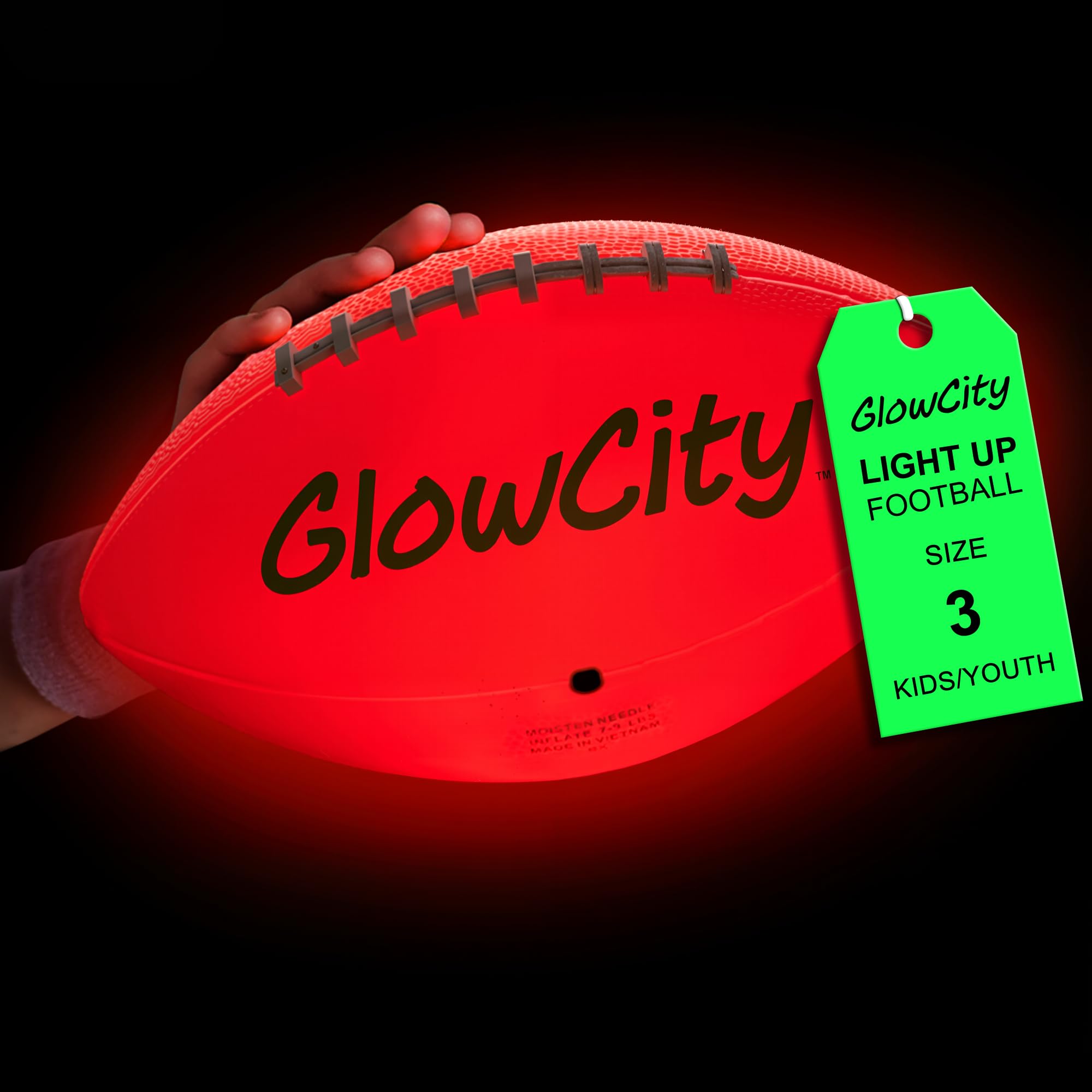 GlowCity Glow in The Dark Football - Size 3 Light Up LED Ball for Kids Ages 8-12 - Cool Sports Gift for Night Outdoor Games - Birthday Gifts Ideas for Kids & Teen Boys Ages 6 7 8 9 10 11 12 Toys Stuff Image