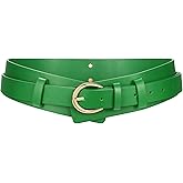 SANSTHS Women Wide Belt 2-in-1 Waistband for Dress Suits Pants, Faux Leather Belt for Women with Fashion Buckle