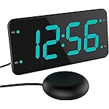 Loud Alarm Clock with Bed Shaker, Vibrating Alarm Clock for Heavy Sleepers, Deaf and Hard of Hearing, Dual Alarm Clock, 2 Cha