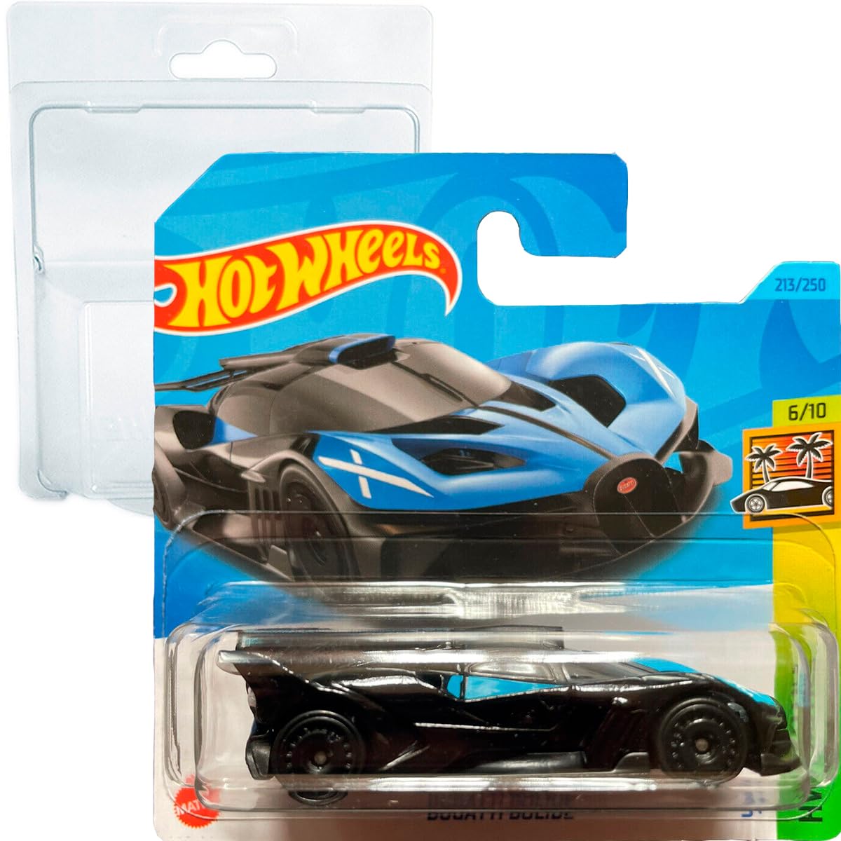 Hot Wheels -Bugatti Bolide HW Exotics 6/10 (213/250) HKG64 Short Card Mattel 2023 + Blister & Card Protector Pack