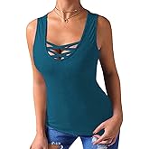 Sarin Mathews Womens Tank Tops Summer Sleeveless Shirts Criss Cross Casual Basic Tee Shirts Tops Blouses