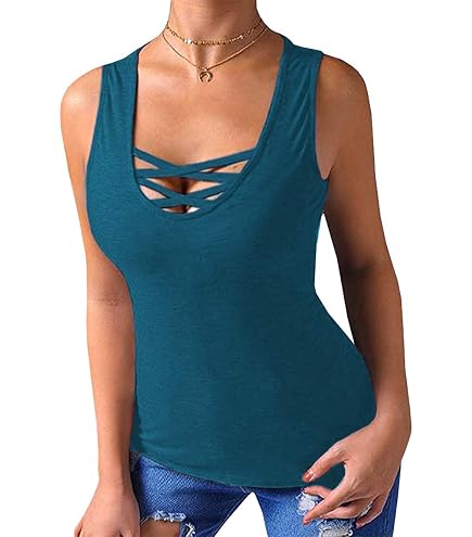 Women Sexy Criss Cross Strips Camisole Tank Top (ASH Rose, Small