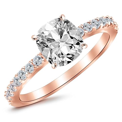 2 3 Ctw 14k White Gold Gia Certified Cushion Cut Classic Side