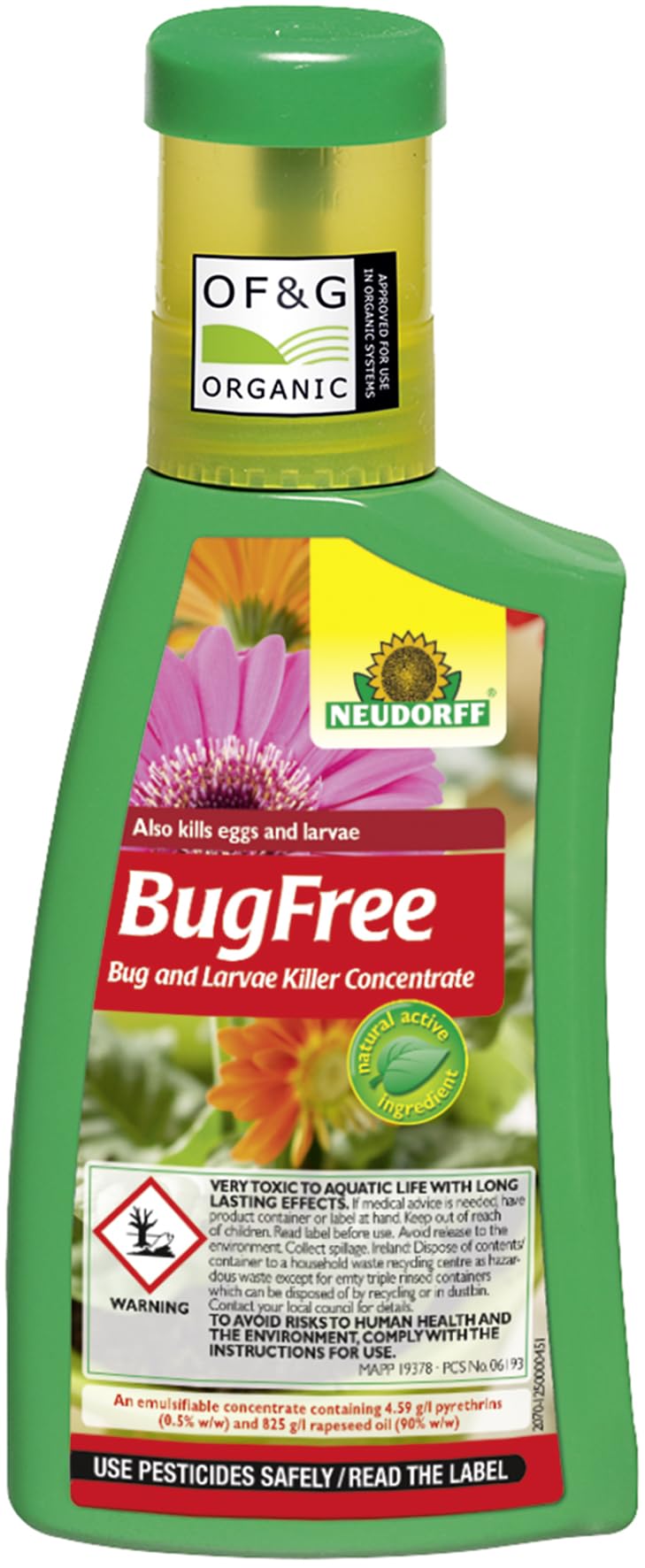 Neudorff BugFree Spruzit Bug and Larvae Killer Concentrate, 250ml – Liquid Bug Killer & Larvae Killer, Pyrethrum Insecticide, Insecticidal Concentrate, Pyrethrin–Based Insecticide, Aphid Killer