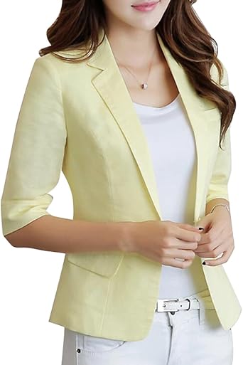 short linen blazer