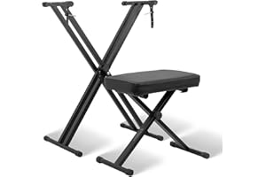 STRICH Piano Keyboard Stand Stool Set, Adjustable Double X-Style Portable Stand for 54-88 Key Electric Digital Keyboards Pian