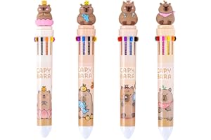 ERRKEWEND Capybara Multicolor Pen, 10 Colors in 1 Set of Multicolour Pen, Retractable Multi Coloured Cartoon Ballpoint Pens f