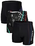 KANAV 3 Pack Men's Athletic Square Leg Swimsuit