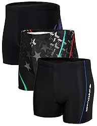 KANAV 3 Pack Men's Athletic Square Leg Swimsuit