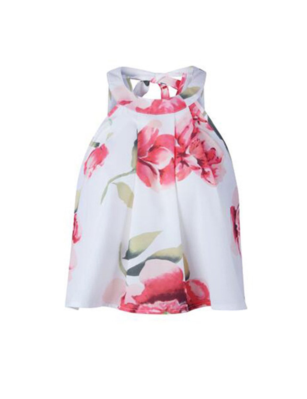 Women\'s Floral Printed Summer Dress Romper Boho Playsuit Jumpsuits Beach 2 Piece Outfits Top with Shorts White