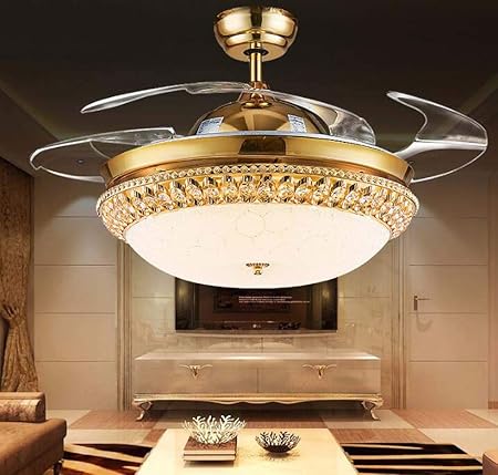 BAL Luz de Abanico de Cristal, Ventilador de Techo Invisible
