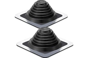 Yaocom #3 Metal Roof Vent Boot Chimney Flashing Roof Jack Pipe Vent for Pipe Diameters 1/4-5-3/4 Sleeve Square Base Epdm Stov