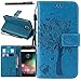 Moto G4 Case, Moto G4 Plus Case, Linkertech [Kickstand Feature] PU Leather Wallet Flip Pouch Case Cover with Wrist Strap & Card Slots for Moto G (4th Generation) / G4 Plus (Blue)