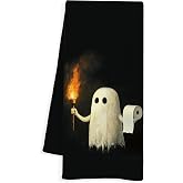 INDAJEDN Funny Halloween Ghost Bathroom Hand Towels, Dark Academia Ghost Halloween Hand Towel for Bathroom Washroom Toilet, 16x24 Inch