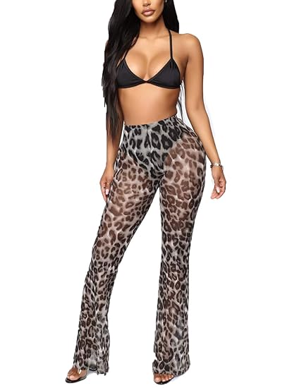 leopard mesh trousers