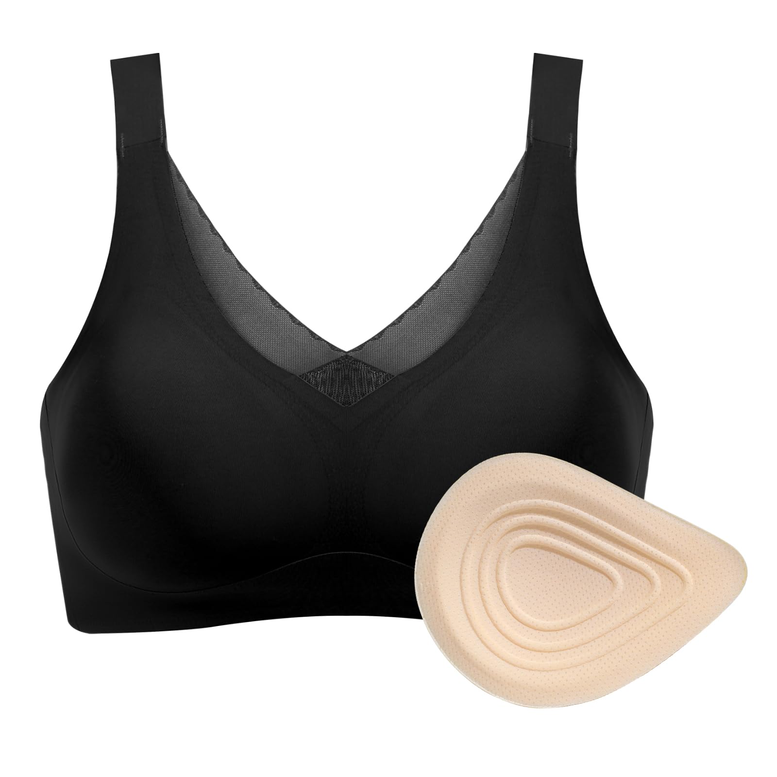 Photo 1 of Seamless Post-Surgery Bra for Women, Pocket Mastectomy Bras for Breast Prosthesis with Cotton Breast Forms Set