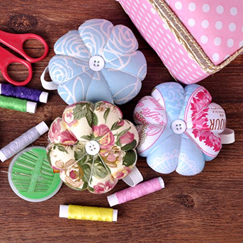 eZAKKA Pin Cushion Polka Pumpkin Wrist Pin Cushions Wearable Needle Pincushions (Baby Blue) - Thumbnail 4