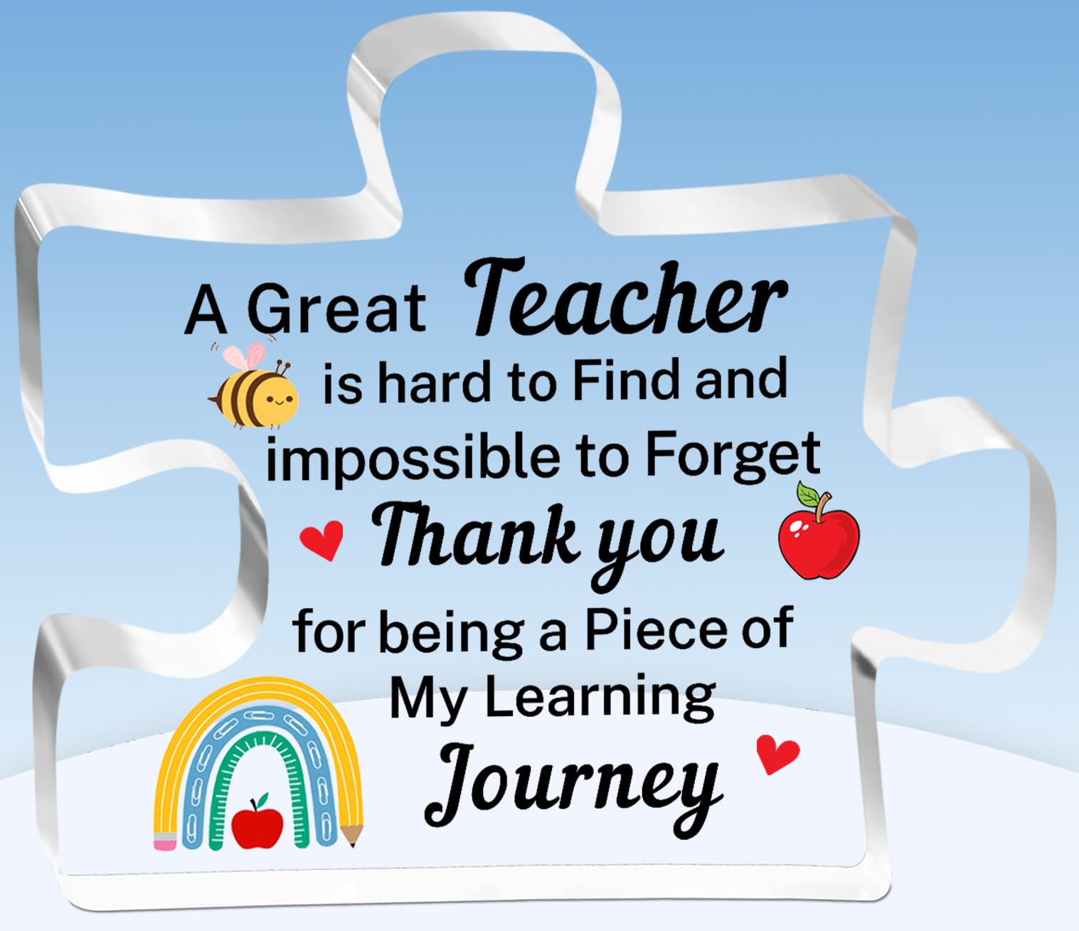 TTOVEN Teacher Gifts Thank You Teacher Gifts for Women Men A Great Teacher is Hard to Find and Impossible to Forget Teacher Puzzle Acrylic Plaque Gifts