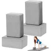 4 Pack Yoga Blocks - Premium EVA Foam Blocks for Pilates Workout, Stretching, Meditation - Yoga Brick for Flexibility, Balance, Spine Strength, Non-slip and Lightweight Exercise Blocks (Gray)