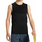 DEVOROPA Boys Football Padded Shirt Baseball Softball Undershirt Chest Rib Protector Sleeveless Compression Shirt