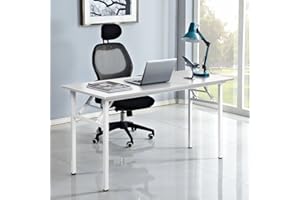 Need Computer Desk 55inches Office Desk Folding Table Computer Table Workstation No Install Needed, White AC5DW-140-CA