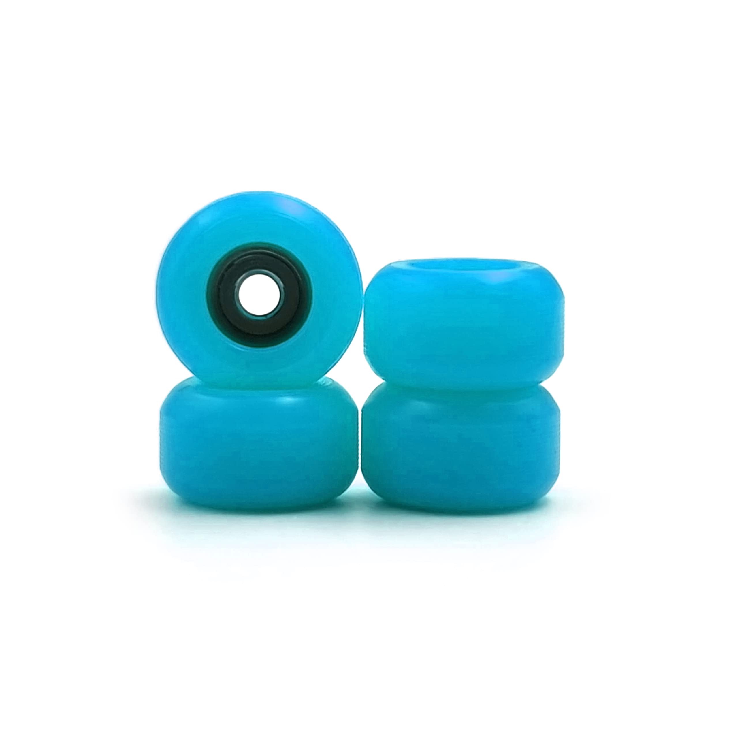 SPITBOARDS Fingerboard Bearing Wheels, CNC Polyurethane, Set of 4, Light Blue