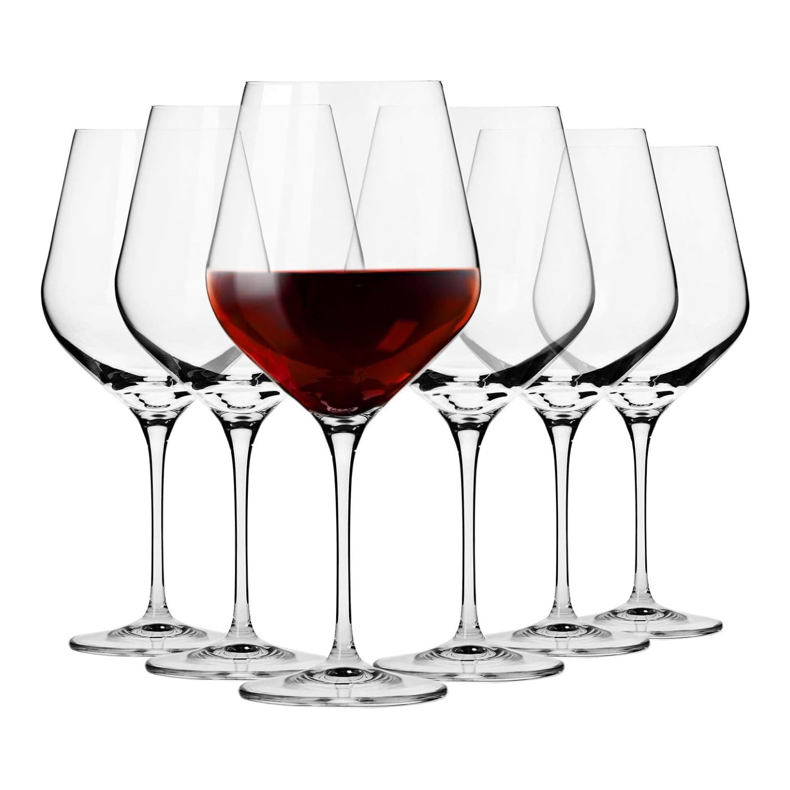 Krosno Large Burgundy Red Wine Glasses | Set of 6 | 860 ml | Splendour Collection | Perfect for Home, Restaurants and Parties | Dishwasher Safe | Lead-Free Crystal Glass