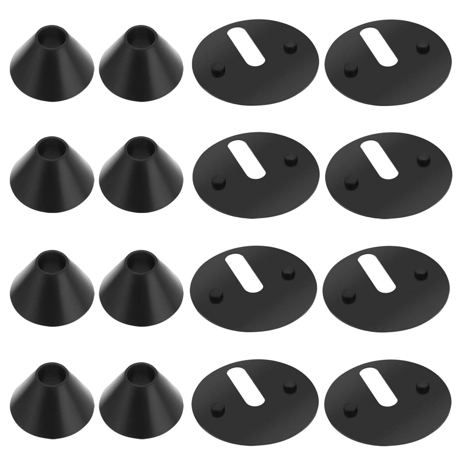 ECSiNG 16pcs Toilet Hinge Base Plate Washer Pad Sets for Toilet Seat Hinge Fitting Rubber Washer Replacement Non-Slip Toilet Hinge Fixings 40mm Washers M8 Conical Pad Black