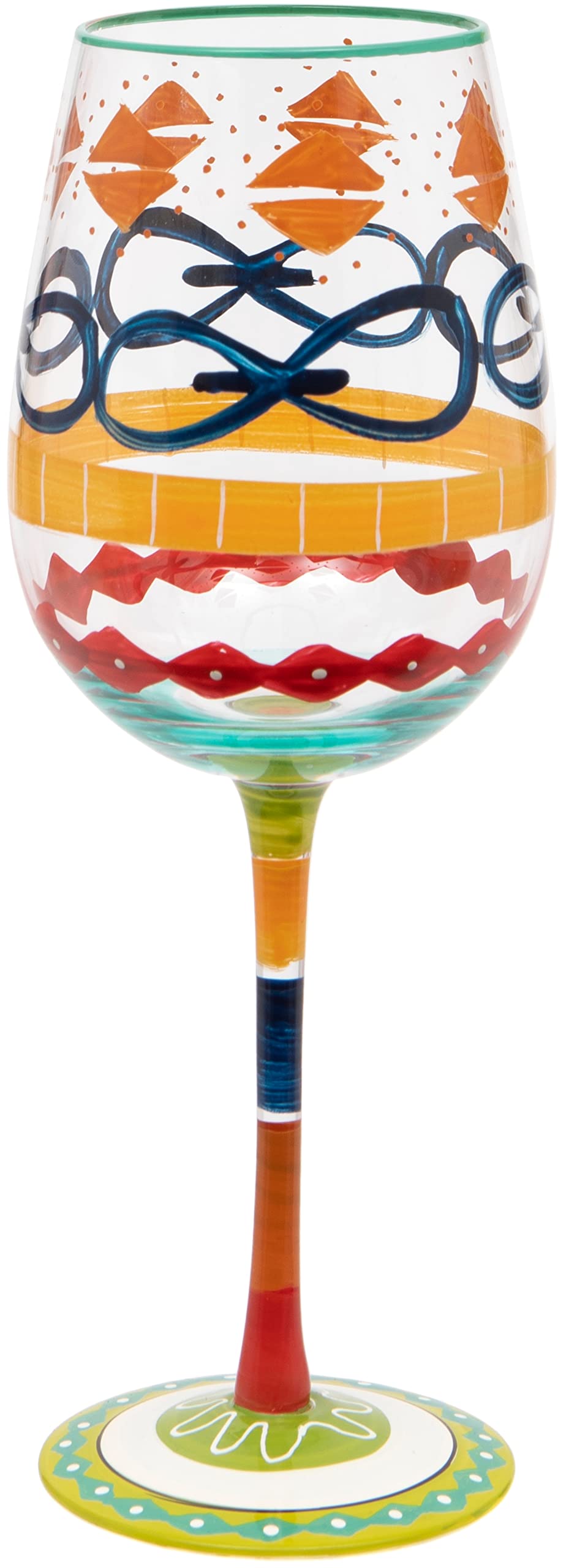 Hand Painted Multi-Coloured Pattern Wine Glass, 400ml, Gift Boxed