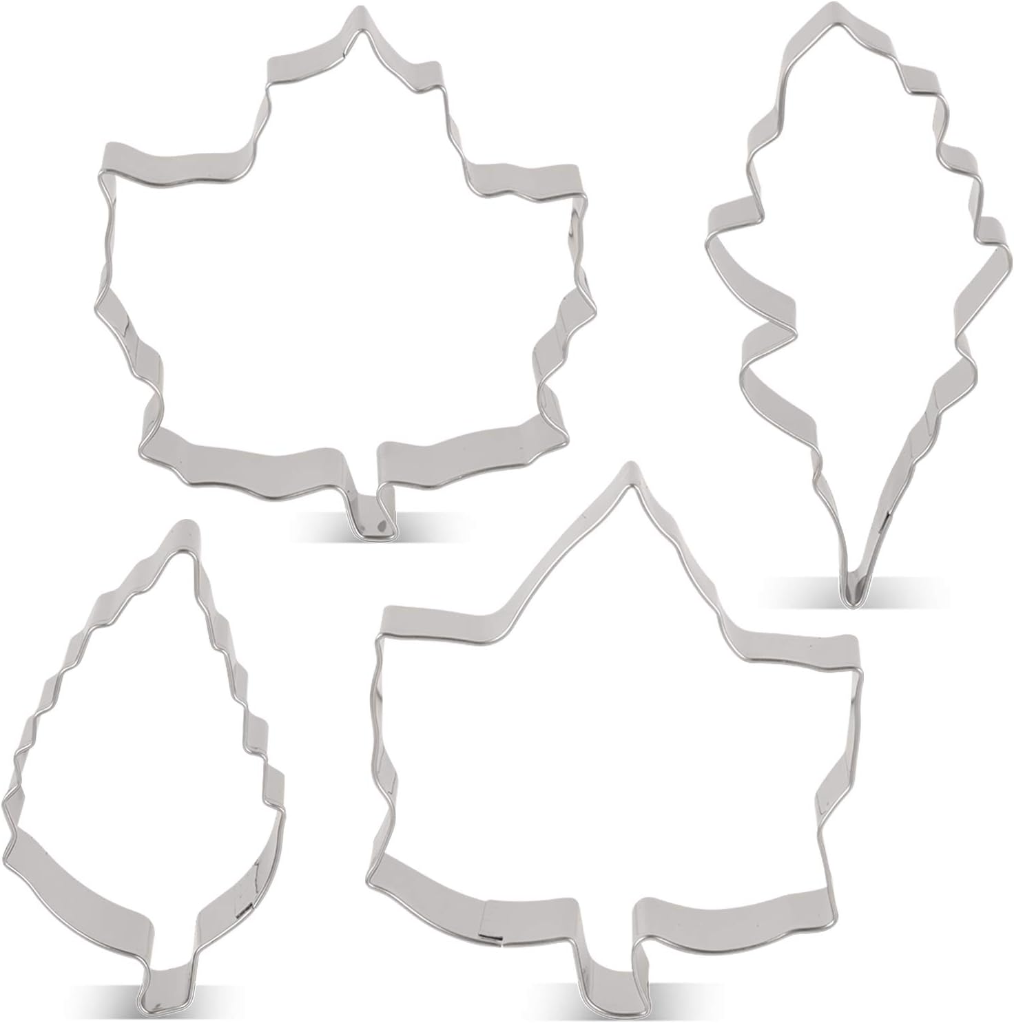 KENIAO Autumn Leaf Cookie Cutter Set 4 Piece Maple Leaf, Oak Leaf