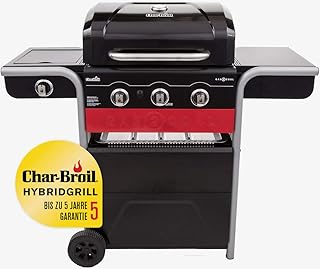 Char-Broil Gas2Coal® 330 Hybrid Grill - 3 Brenner Gas &amp; Kohlegrill mit Seitenbrenner, Schwarz.