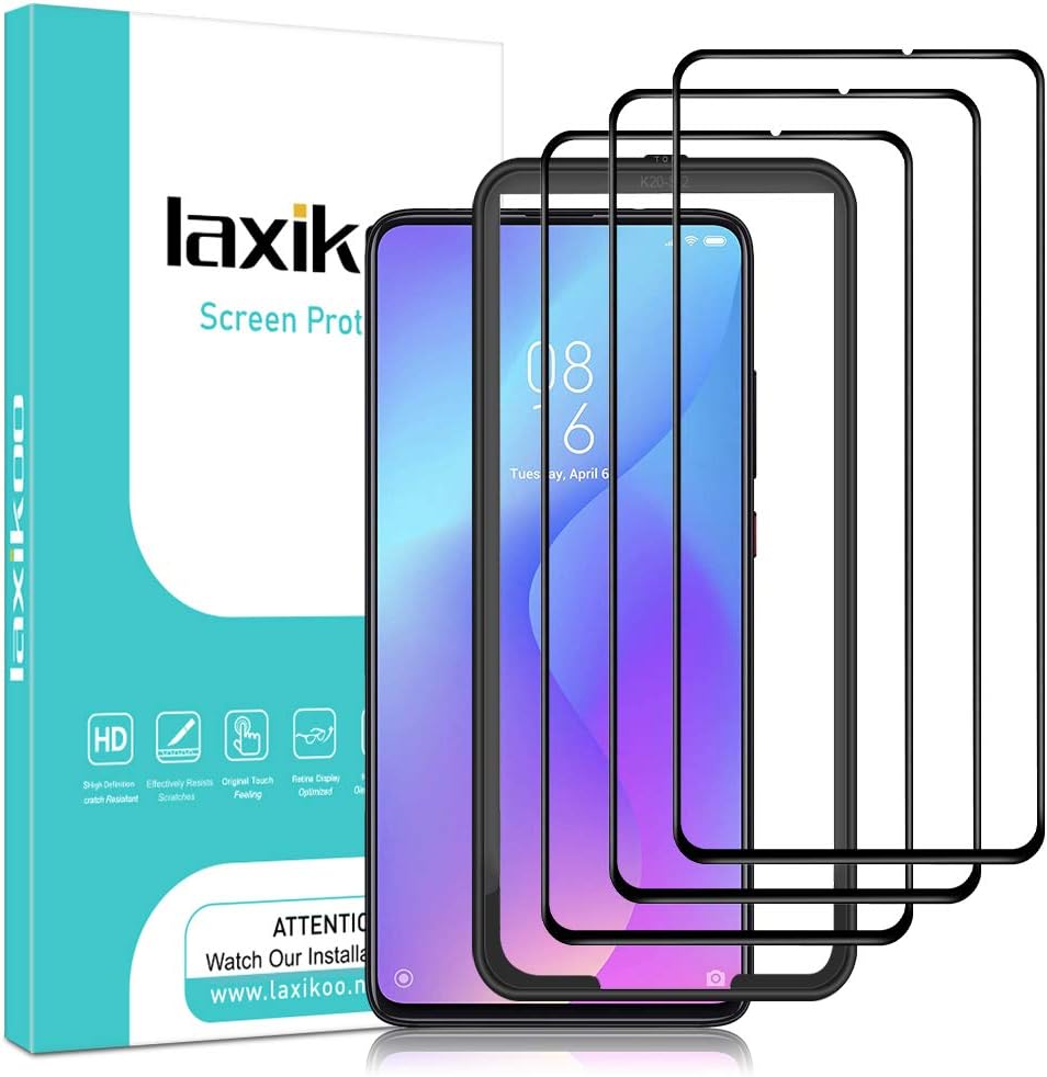 laxikoo 3 Pack Full Coverage Screen Protector for Xiaomi Mi 9T, 9H Hardness Tempered Glass with Alignment Frame Bubble Free Anti-Scratch Protective Flim for Xiaomi Mi 9T /Redmi K20 /Redmi K20 Pro