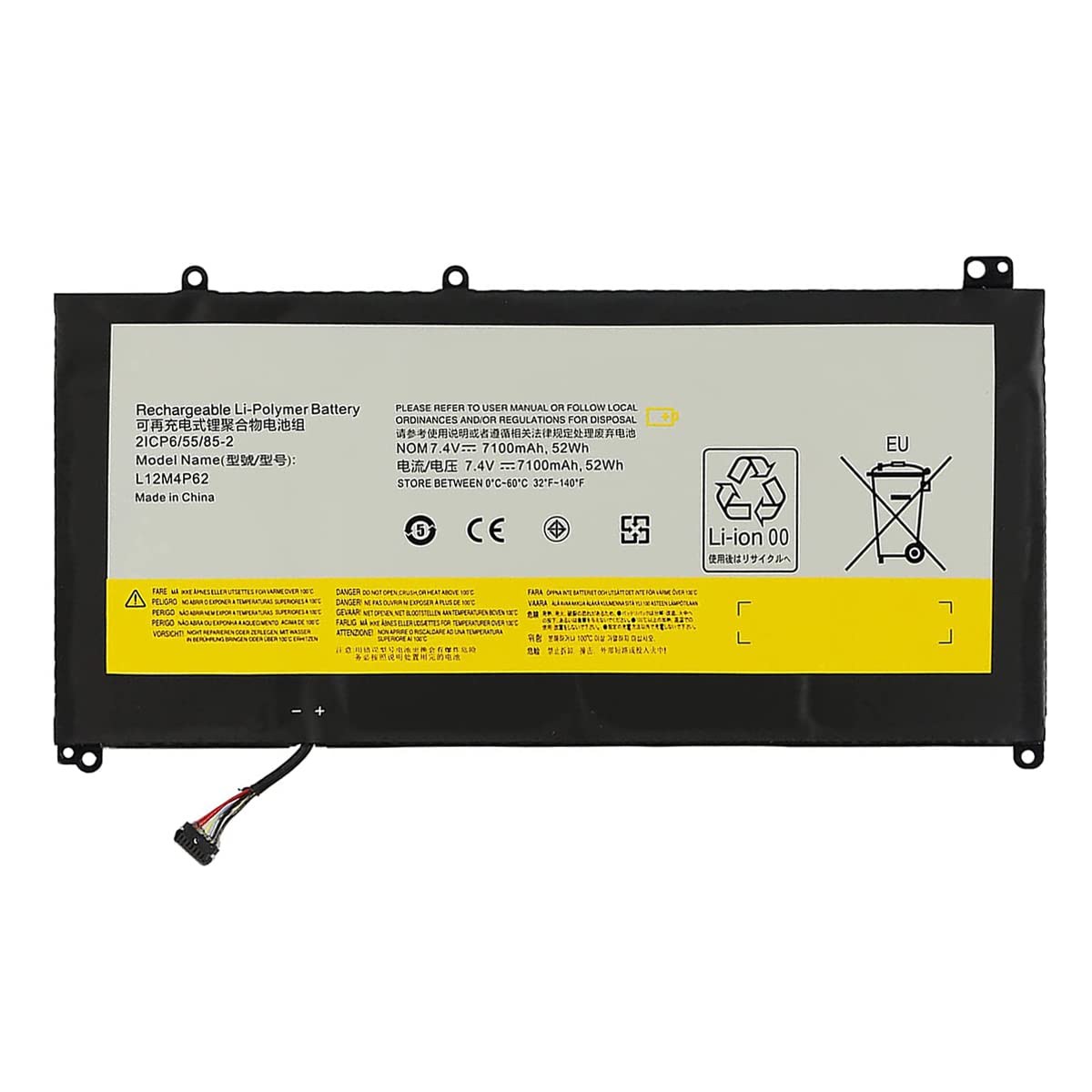 XITAIAN 7100mAh 52Wh 7.4V L12M4P62 L12L4P62 Replacement Battery for Lenovo Ideapad U430 U530 U530-20289 Touch 2ICP6/55/85-2 121500163