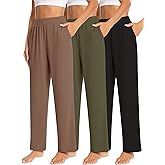 JULGIRL 3 Pack Women's Lounge Pants Wide Leg Sweatpants with Pockets Elastic Waist Yoga Pant Casual Loose Jogger