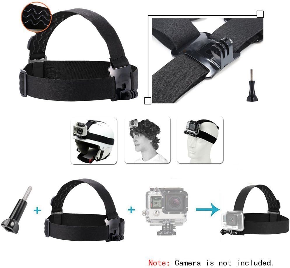 Adjustable Head Mount Strap Compatible with Gopro Hero 13 12 11 10 9/AKASO EK7000 Brave 4 Brave 7/Dji Osmo Action 5 Pro/Dji Osmo Action 4/WOLFANG/Surfola/APEXCAM/SJCAM Action Camera Elastic Headband - Image 3