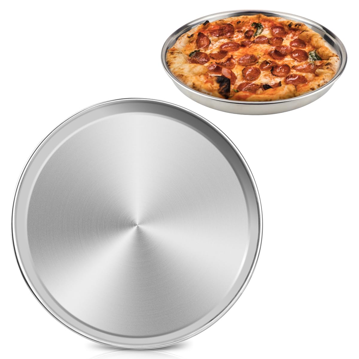 DOERDO Pizza Pan, 9 Inch Stainless Steel Pizza Tray Deep Dish for Oven Baking Dishwasher Safe, Nonstick Kitchenware Baking Pan