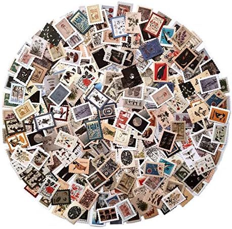 JTHRA 276 Pcs Classic Postage Stamp Flake Stickers Set Animal Plant Assorted Designs Elaborations Stamps Stickers for Scrapbook, Journey Diary, Album, Stationery and DIY Craft Every day Planner